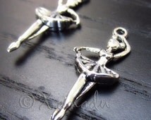 Vintage Silver Plated Ballerina Charms For Jewelry Making - 20mm, Choose Qty (10, 20, Or 50 Pcs)