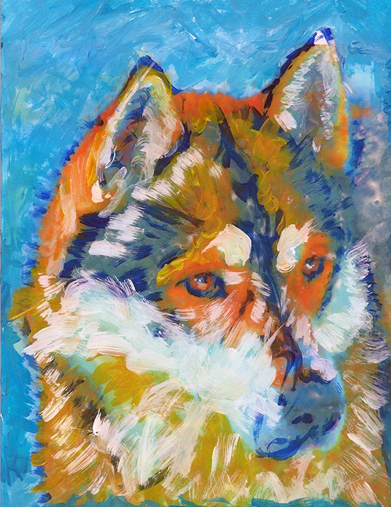 Siberian Husky dog painting Gift for Husky by OjsDogPaintings