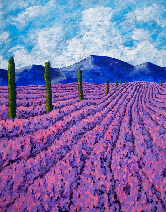 Fields of Lavender ORIGINAL ACRYLIC PAINTING 16 x