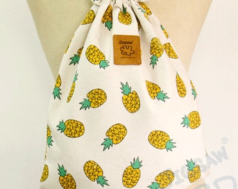 Pineapple Backpack Canvas drawstring bag Cotton Backpack Laptop bag Hip bag Handmade bag