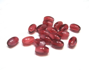 Czech Glass 8x4mm Rice Bead - Raspberry - Pack 30