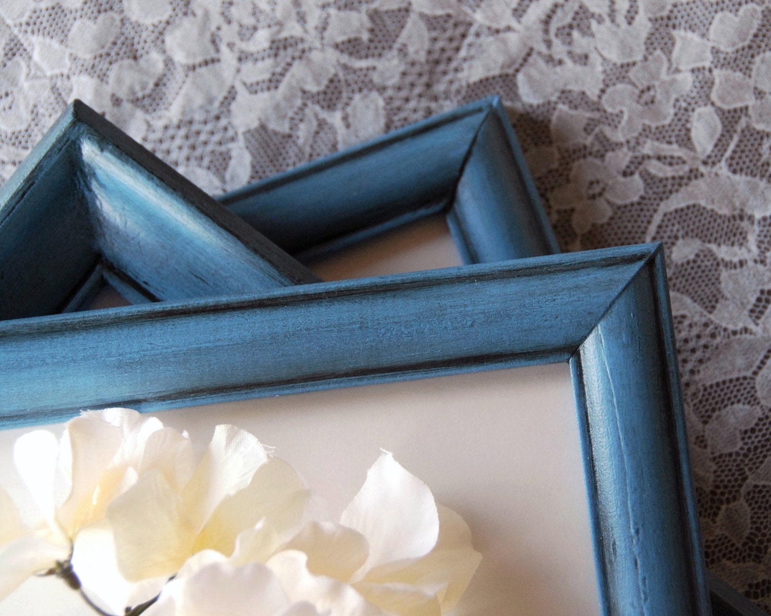 Coastal picture frame set 3 blue wood frames Custom wall