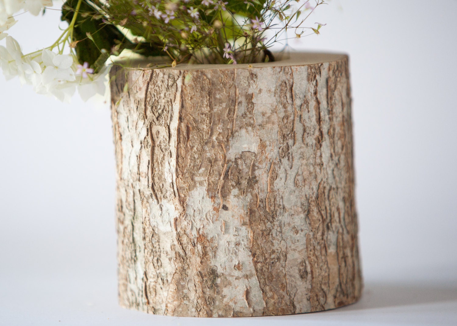 Rustic wedding vase log vase wooden vase flower vase