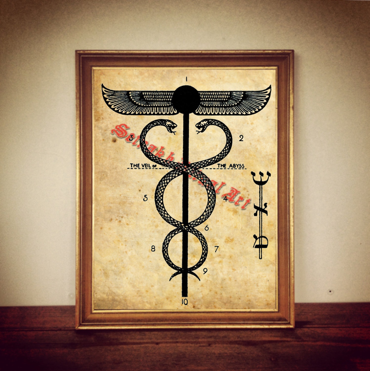 Snake caduceus ancient egyptian winged sun symbol by FraterSetnakh