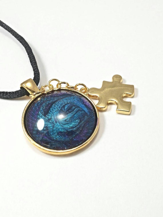 Autism necklace autism jewelry puzzle piece necklace by GenevasSky