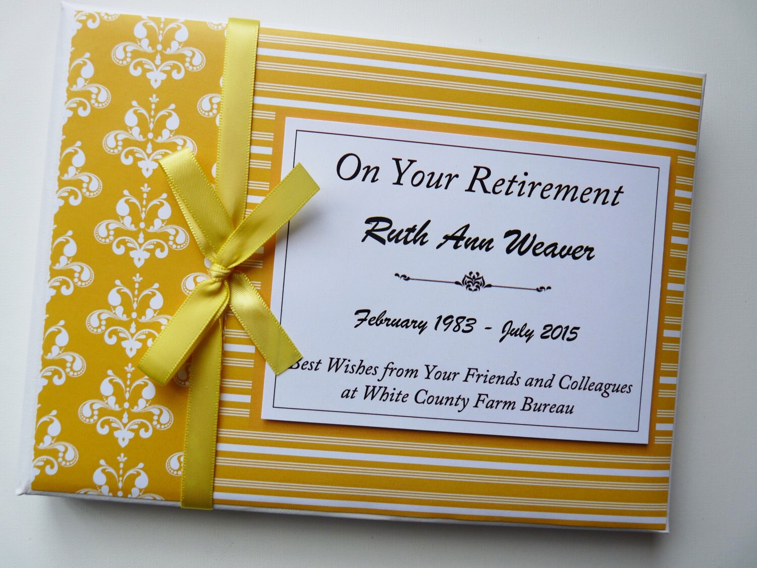 Personalised Yellow Retirement/Wedding/Occassion Guest Book