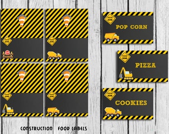 Construction FOOD Tent Labels BLANK ,Construction Party Printable, Dump Truck foo tent DIY, Instant Download