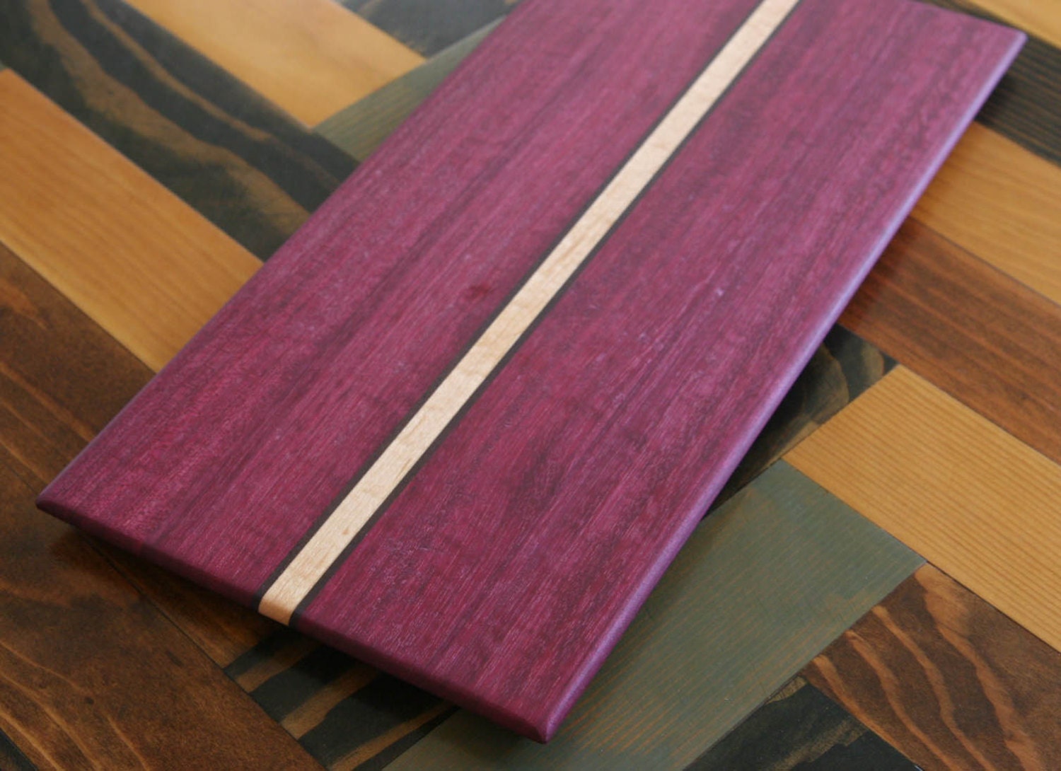 Purpleheart Walnut & Maple Wood Cutting Board or serving