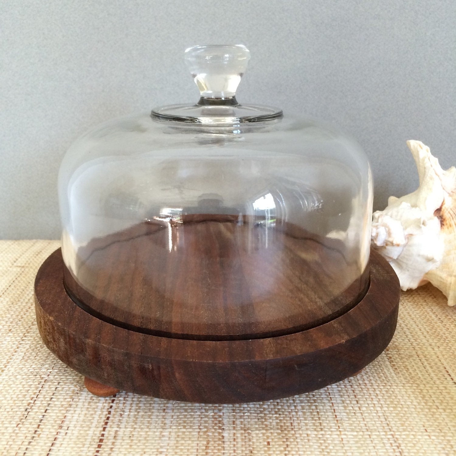 Vintage covered cheese dish cheese plate wood cheese tray cheese