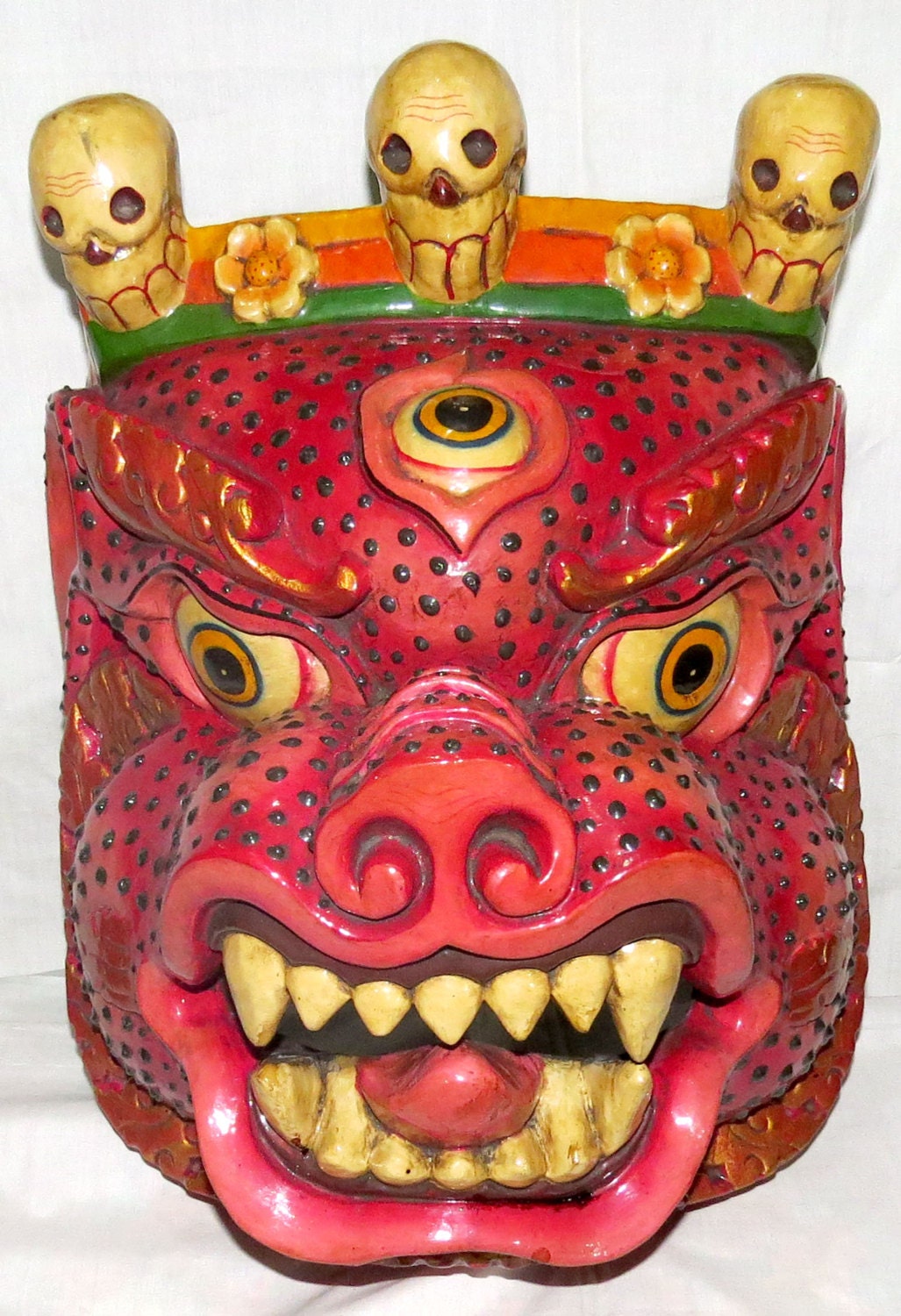Wood Foo Dog Mask: Nepal Tibet Tibetan Buddha by HimalayaHardware