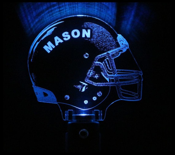Football Helmet Night Light Personalized Sports by WoodYouMakeIt