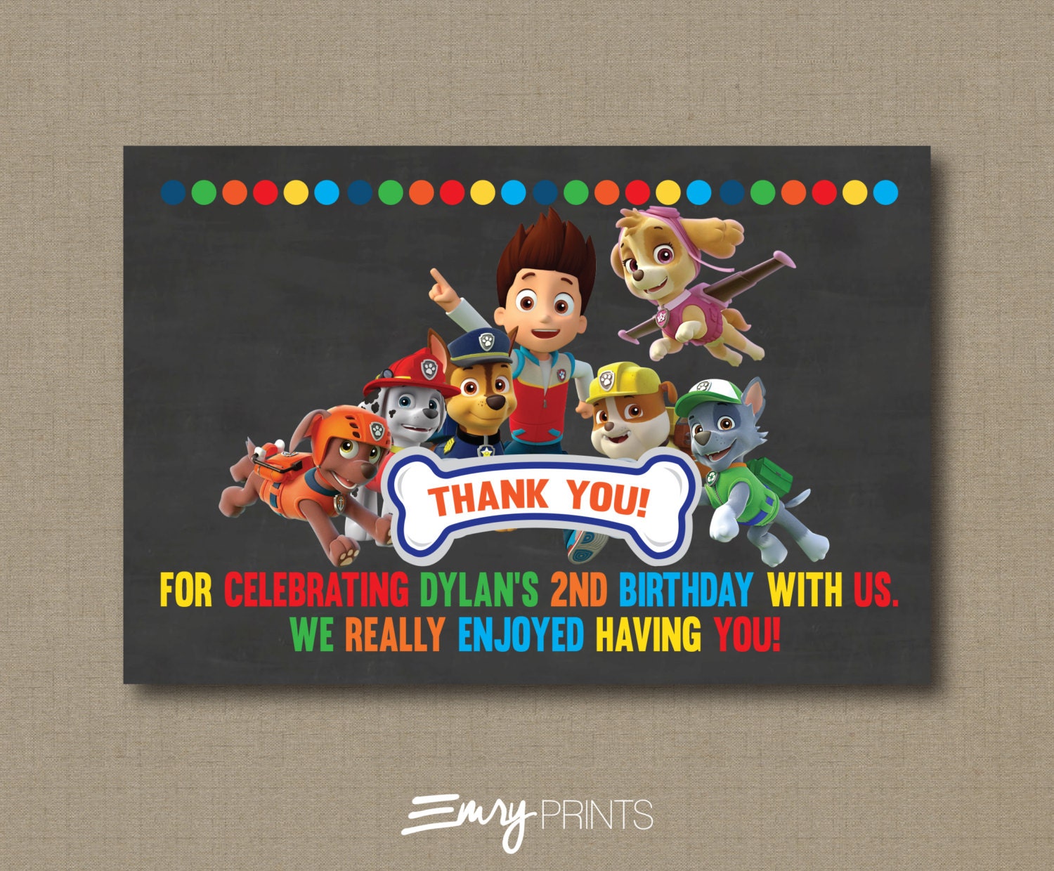 Paw Patrol Thank You Cards / Paw Patrol Party / Paw by EmryPRINTS