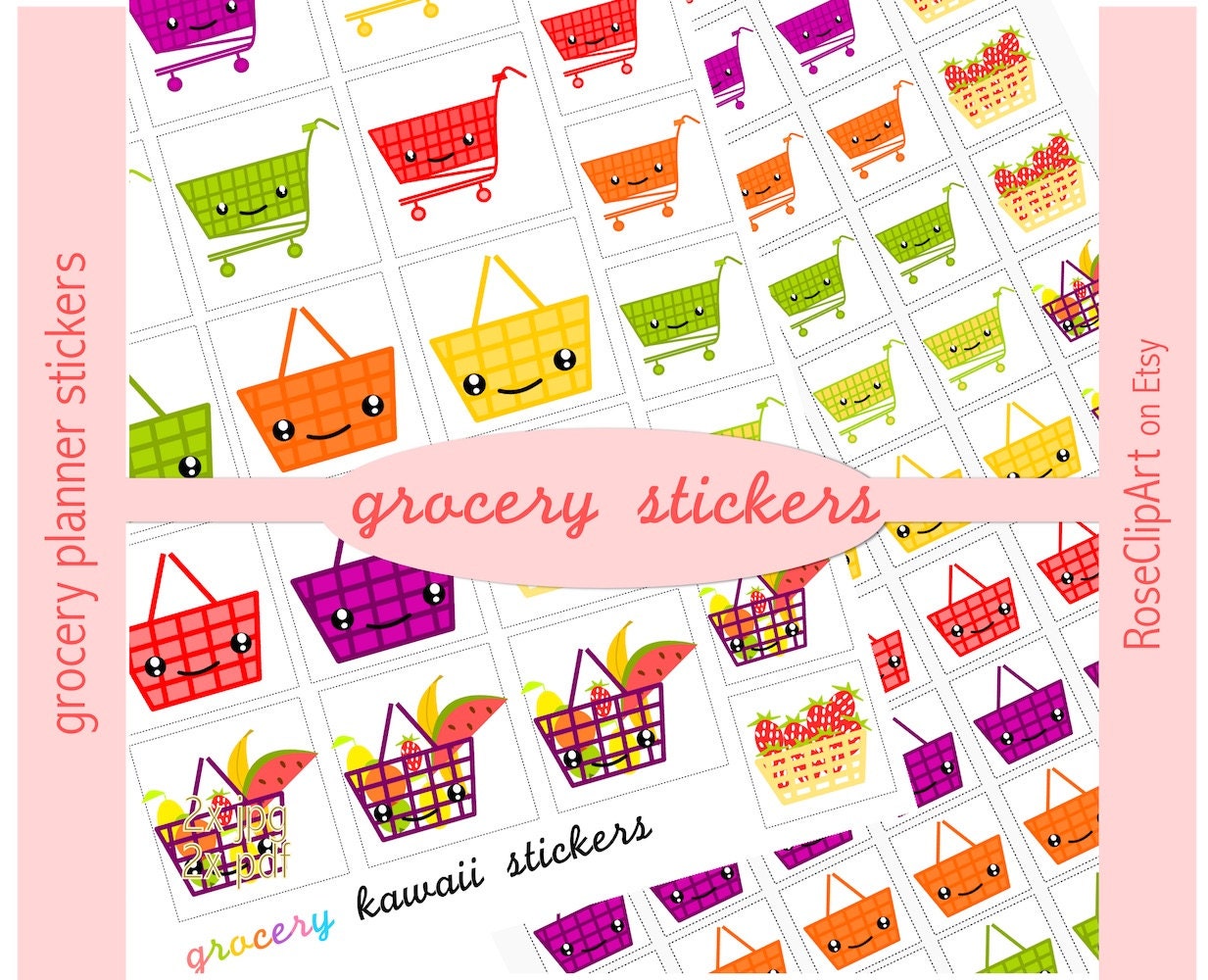 grocery planner stickers instant download by RoseClipArt on Etsy