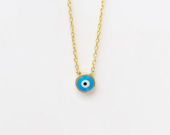 evil eye necklace in gold plated Sterling Silver, Safe to get wet, with enamel lucky eye, best seller, great gift, DEAL IS ON