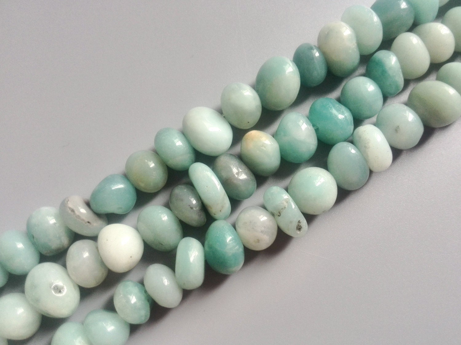Irregular Amazon Stone Beads Blue Natural Amazonium Crystal