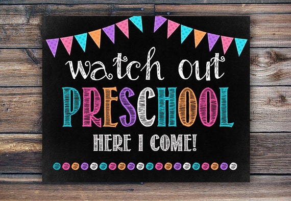 First Day of Preschool Sign Chalkboard Sign by EniPixels on Etsy