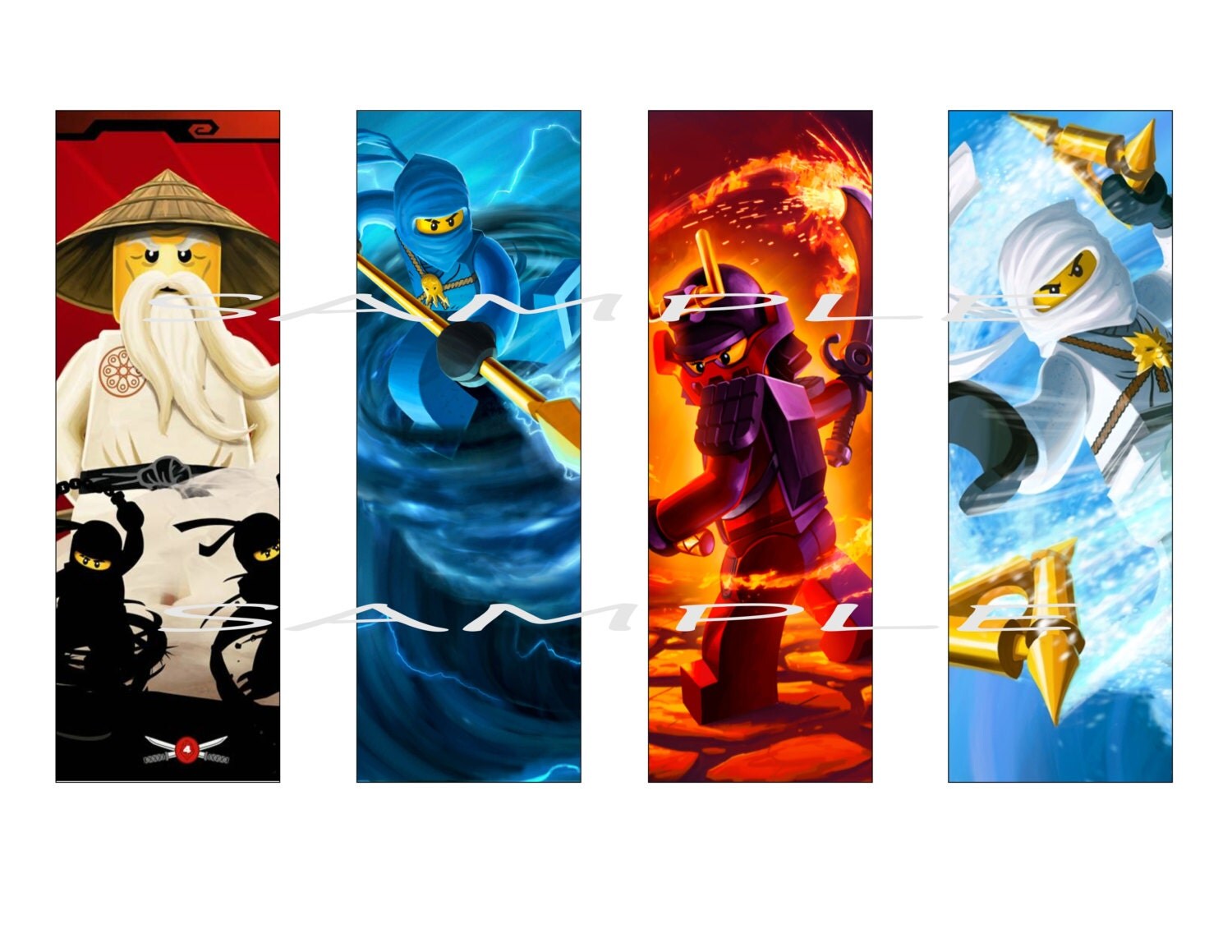 Ninja Digital Bookmark Tags Birthday Party DIY Printable