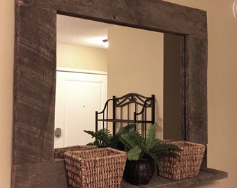 Rustic Wood Full Length Mirror Pallet Furniture Standing - Rustic Wood Mirror Pallet Furniture Rustic Home Decor Reclaimed Pallet Wood  Large Wall Mirror Hanging Mirror with Shelf