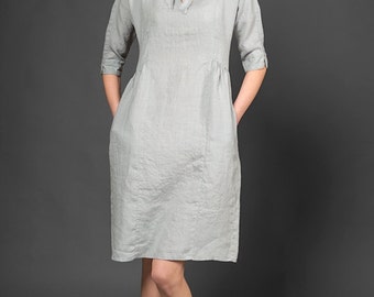 Gray linen dress gray dress for summer women dresses linen
