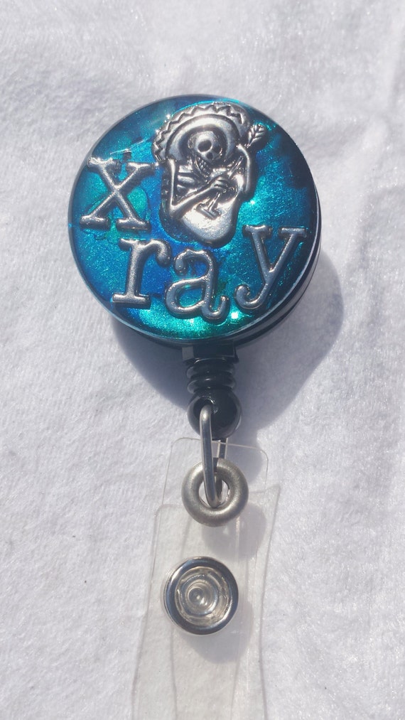 Xray tech or radiologist name badge holder with a fun