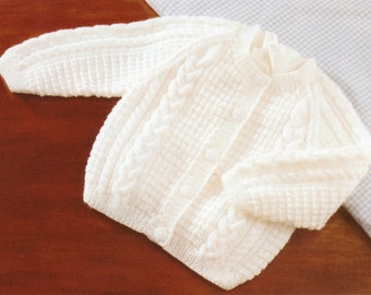Baby Knitting Pattern - Cardigan in V Neck and Round Neck Styles - Birth to 6 years