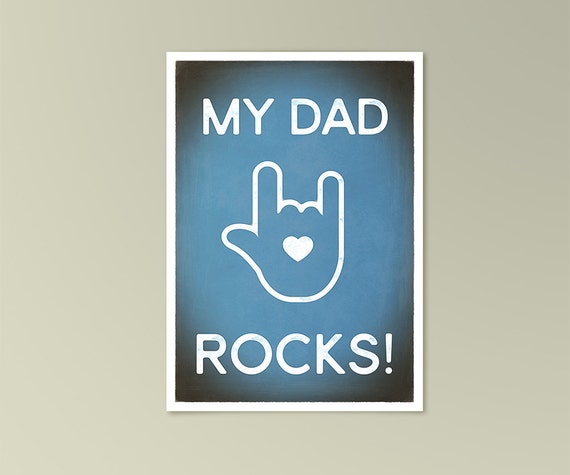 Download Items similar to Funny Greeting Card "My Dad Rocks!" Typography Love Fathers Day Card Rock Retro ...