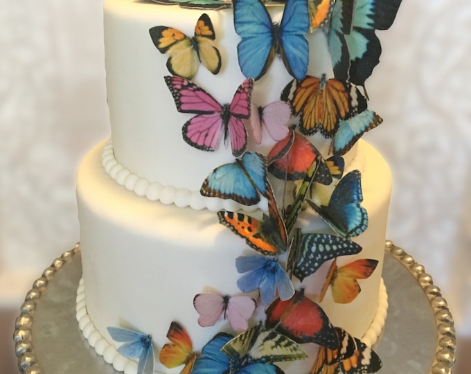 Edible Cake Decorations - Butterflies, 3-D Wafer Paper Double-Sided Toppers for Cakes, Cupcakes or Cookies