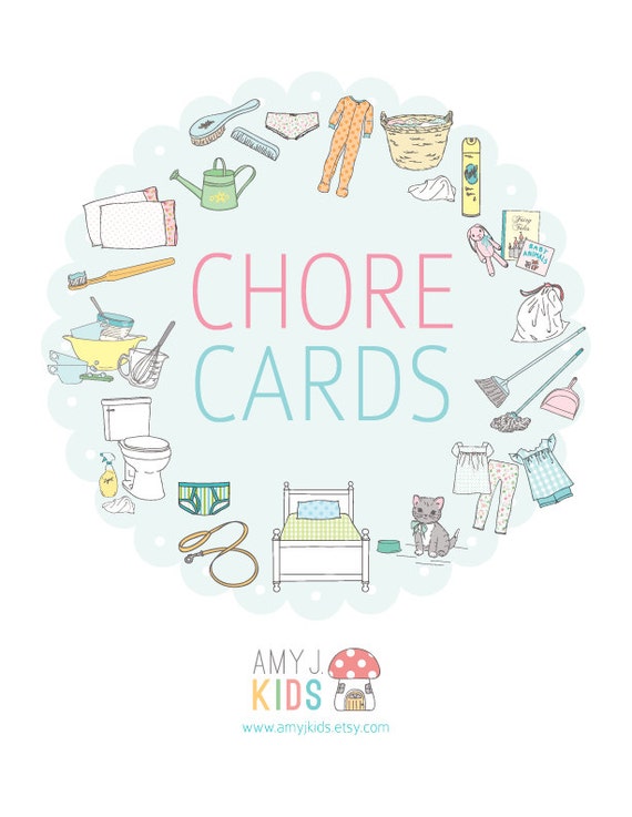 Children's Printable CHORE CARDS with POINTS Digital File