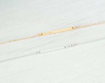 Gold Name Bracelet, Personalized Engraved Bracelet, Silver Nameplate, Gold Bar Nameplate Custom Woman Bracelet Bridesmaids Gift Wedding Gift