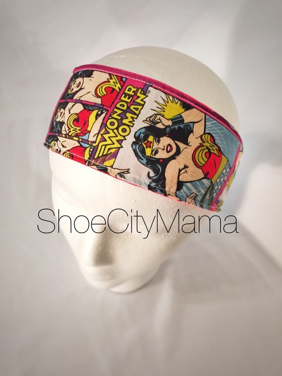 Wonder Woman Headband Reversible Retro Cotton Hair Accessory Superhero WonderWoman Costume For Doll Infant Toddler Child Tween - Adult