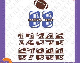 Football Split Numbers 0-9 SVG DXF EPS Cutting files