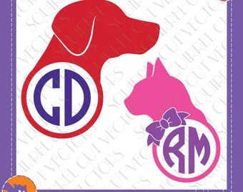 Pet Monogram Frame Dog and Cat SVG DXF EPS Cutting files