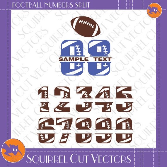 Football Split Numbers 0-9 SVG DXF EPS Cutting files