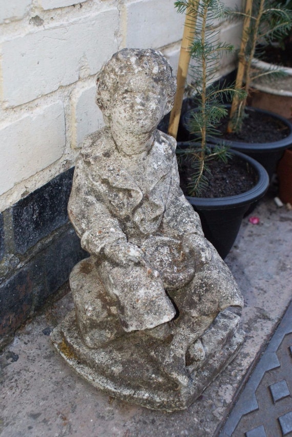 Stone garden ornament victorian boy