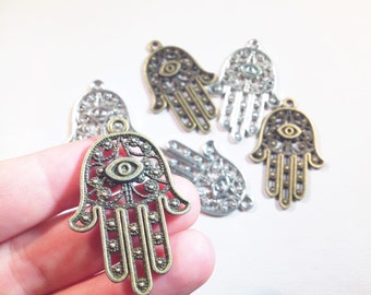 Large Hamsa charm. Hamsa pendant. large hamsa. 5 charms.