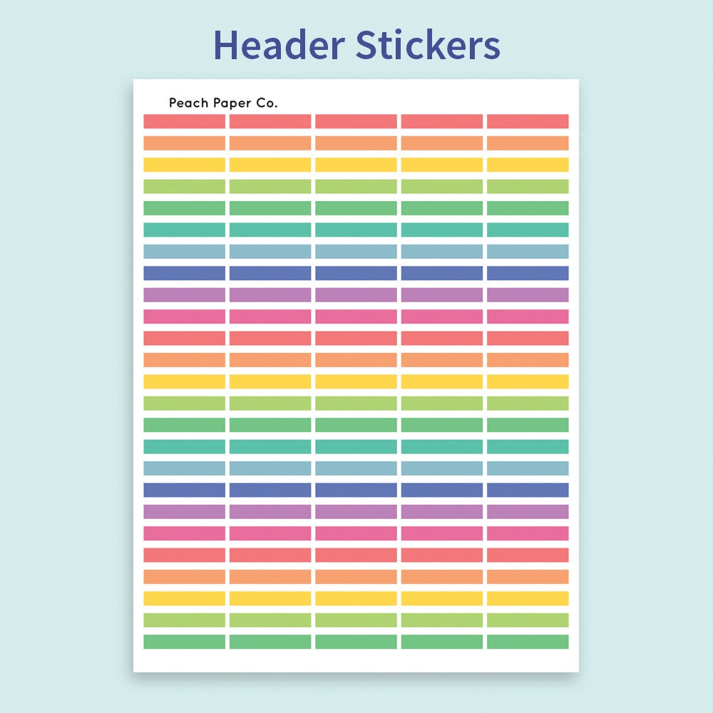 blank header stickers printable stickers rainbow stickers