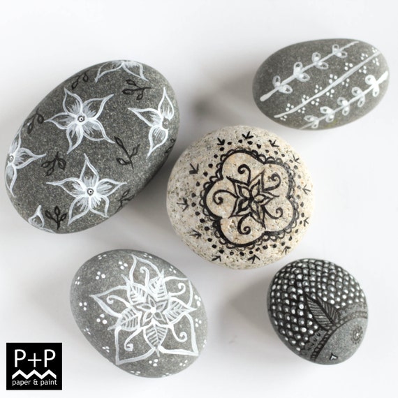 Mandala stones, Hand painted stones, Hand painted rocks, wedding favors, plant decor, stone art,