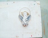 Wooden silver angel wall hanging decor magnet Rustic chic cottage cabin Christmas blessing gift for luck - Shabby chic home decor rustic