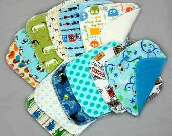 Cloth Diaper Wipes - Cloth Baby Washcloths Wipes - Family Cloth - One Dozen, Assorted - Variety - Set of 12 Wash Cloths Baby Wipes