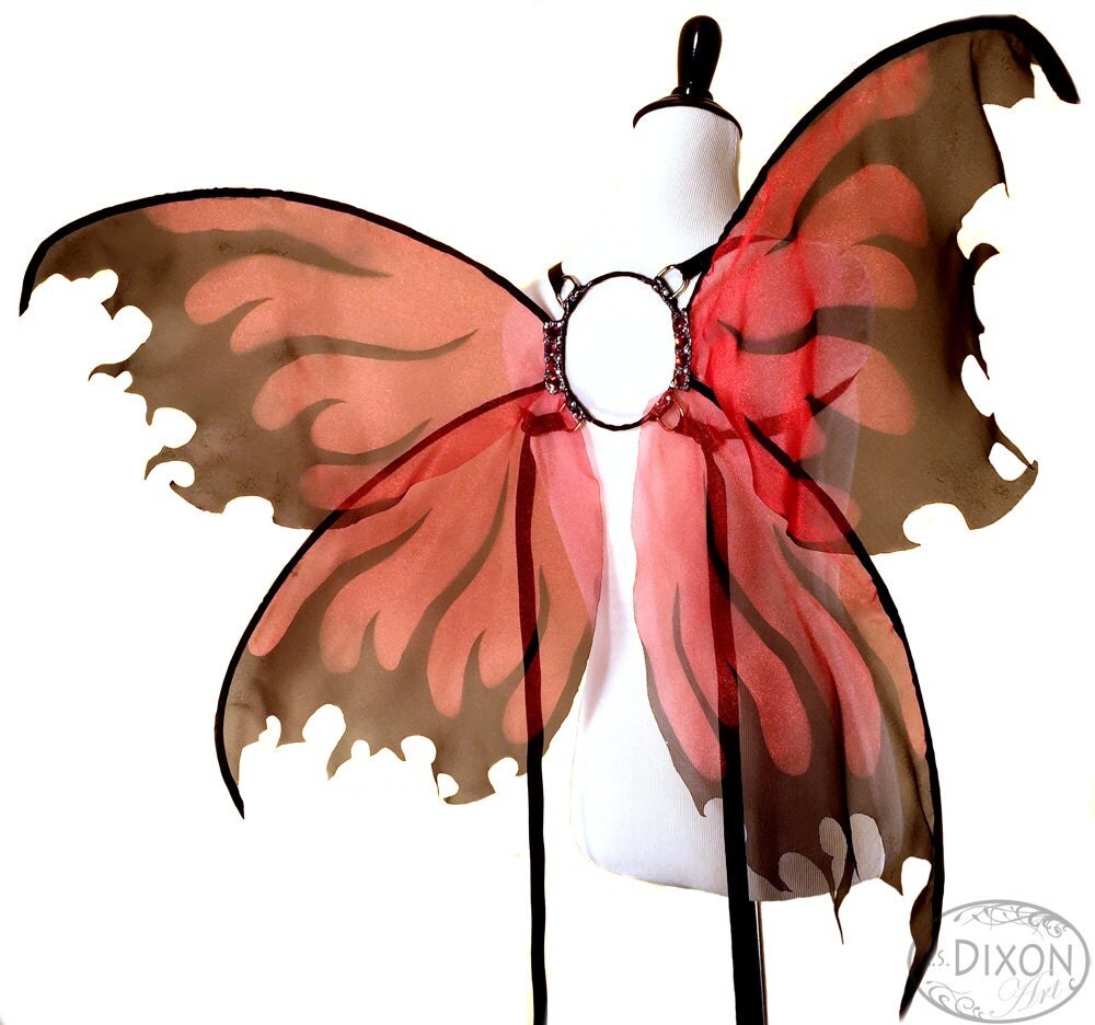 Morrigan No. 23 Large Fairy Wings in Red and Black