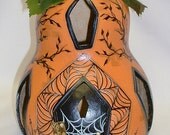 Light Up Halloween Gourd House - Hand Painted Gourd