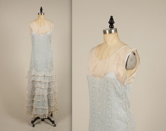 1920s silk organza garden party dress • vintage 20s dress • sleeveless summer dress