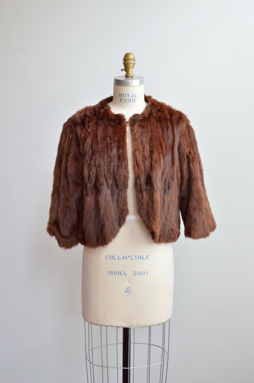 SALE / Vintage 1950s cropped FUR coat