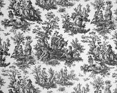 Black Toile Fabric - Waverly Toile Designer Fabric - Colonial Jamestown "Country Life" Toile - Perfect for Altered Embroidery Projects Black Toile Fabric - Waverly Toile Designer Fabric - Colonial Jamestown "Country Life" Toile - Perfect for Altered Embroidery Projects