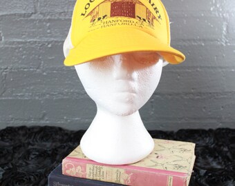 SALE Vintage Yellow Log Haven Dairy Hanford CA Hat Trucker Hat