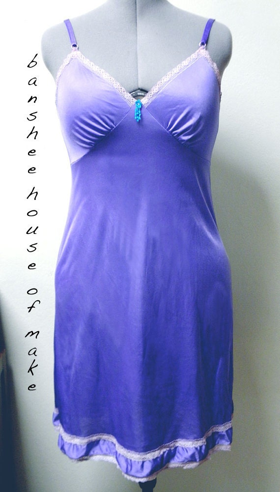 Slip Dress Hand Dyed Lavender Ooak Upcycled Vintage Sexy