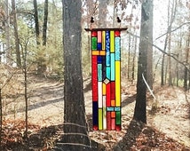 Sunscape NEW stained glass panel glass art abstract art glass window treatment