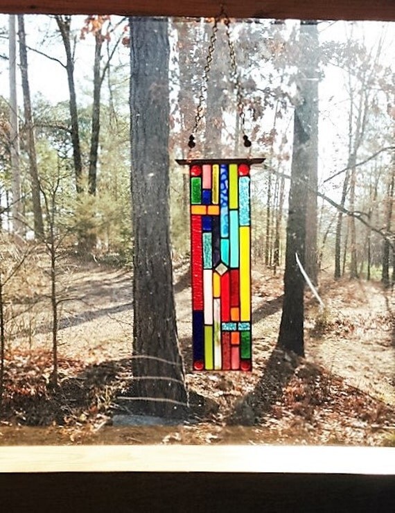 Sunscape stained glass panel gift glass art abstract art glass