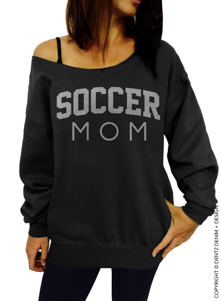 Soccer Mom Black with Silver Slouchy Oversized Sweatshirt