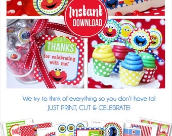 Sesame Street Birthday Decorations | Sesame Street Party | Elmo Birthday Party Decorations | Instant Download | Amanda's Parties To Go